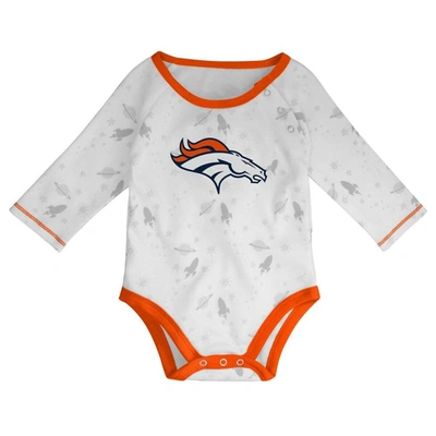 Shop Outerstuff Newborn & Infant White/orange Denver Broncos Dream Team Bodysuit Pants & Hat Set