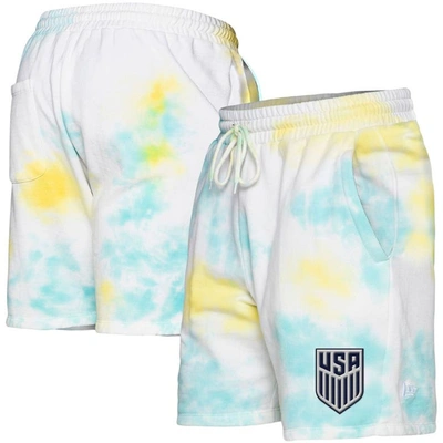Shop 5th And Ocean By New Era 5th & Ocean By New Era Light Blue/white Usmnt Ice-dye Fleece Shorts