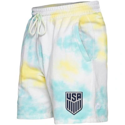 Shop 5th And Ocean By New Era 5th & Ocean By New Era Light Blue/white Usmnt Ice-dye Fleece Shorts