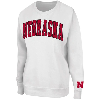 Colosseum White Nebraska Huskers Campanile Pullover Sweatshirt In White