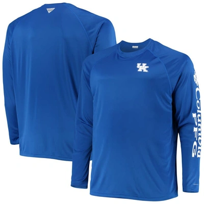 Shop Columbia Royal Kentucky Wildcats Big & Tall Terminal Tackle Omni-shade Long Sleeve Raglan T-shirt