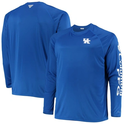 Columbia Men's  Royal Kentucky Wildcats Big And Tall Terminal Tackle Omni-shade Long Sleeve Raglan T- In Royal
