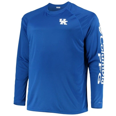 Shop Columbia Royal Kentucky Wildcats Big & Tall Terminal Tackle Omni-shade Long Sleeve Raglan T-shirt