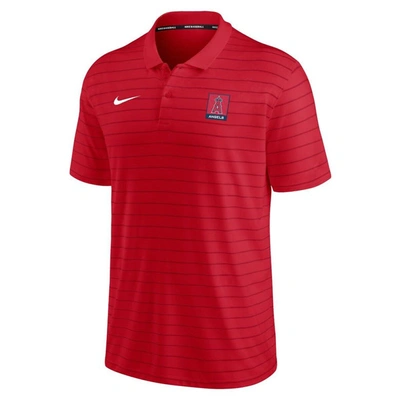 Shop Nike Red Los Angeles Angels Authentic Collection Striped Performance Pique Polo