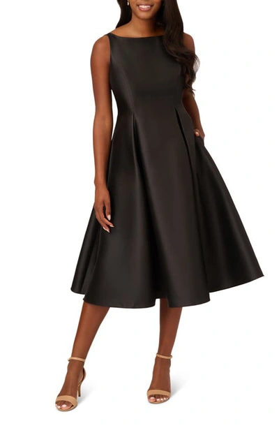 Shop Adrianna Papell Sleeveless Mikado Fit & Flare Midi Dress In Black