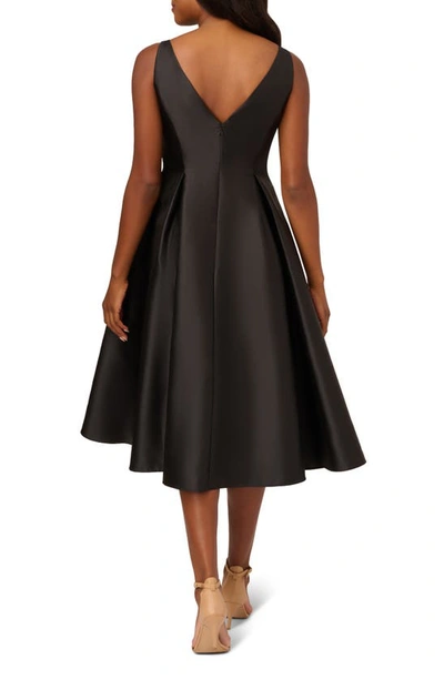 Adrianna Papell Sleeveless Mikado Fit & Flare Midi Dress In Black