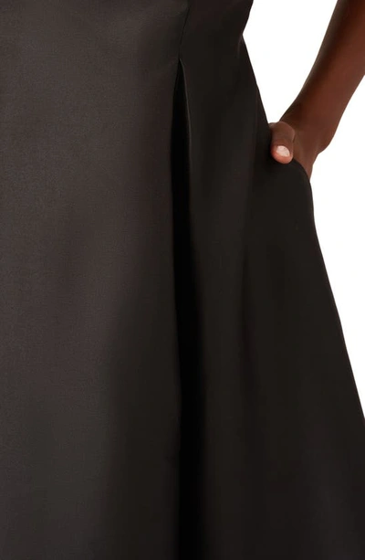 Adrianna Papell Sleeveless Mikado Fit & Flare Midi Dress In Black