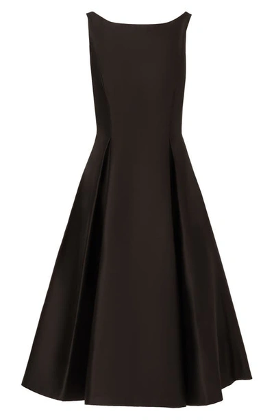 Adrianna Papell Sleeveless Mikado Fit & Flare Midi Dress In Black