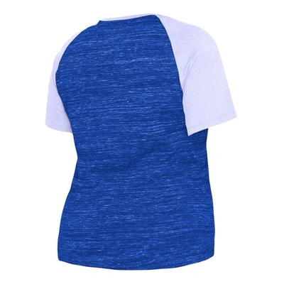 Shop New Era Royal Los Angeles Dodgers Plus Size Space Dye Raglan V-neck T-shirt