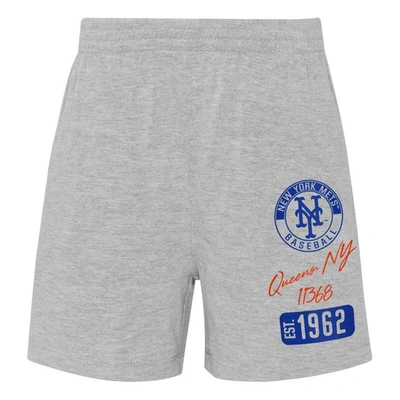 Shop Outerstuff Infant Orange/heather Gray New York Mets Ground Out Baller Raglan T-shirt And Shorts Set