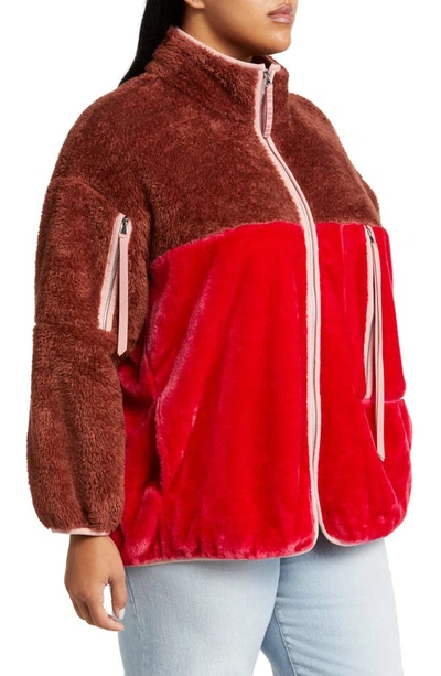 Shop Ugg Marlene Ii Fleece Jacket In Cherrywood / Cerise