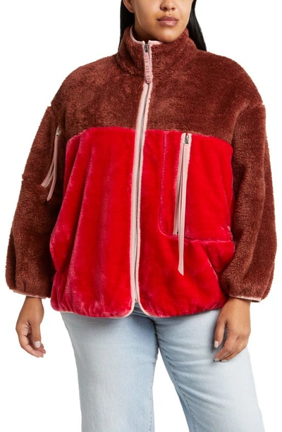 Shop Ugg Marlene Ii Fleece Jacket In Cherrywood / Cerise