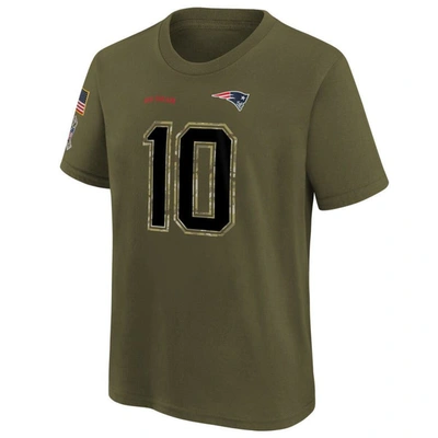 Shop Nike Youth  Mac Jones Olive New England Patriots 2022 Salute To Service Name & Number T-shirt