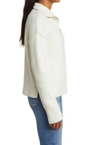 Shop Lucky Brand Rib Half Zip Sweater In Whisper White