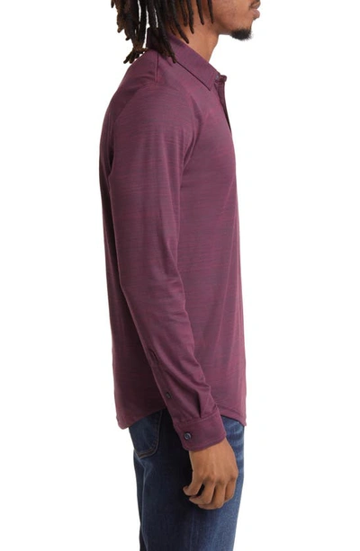 Shop Travismathew Herondale Long Sleeve Cotton Blend Polo Shirt In Mauve Wine/ Blue Nights