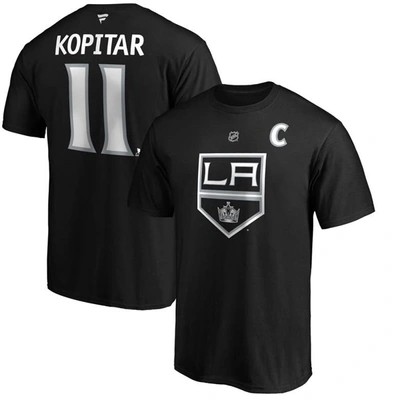 Fanatics Men's Anze Kopitar Black Los Angeles Kings Team Authentic Stack Name And Number T-shirt In Black
