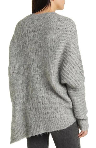Shop Allsaints Selena Asymmetric Sweater In Grey Melange