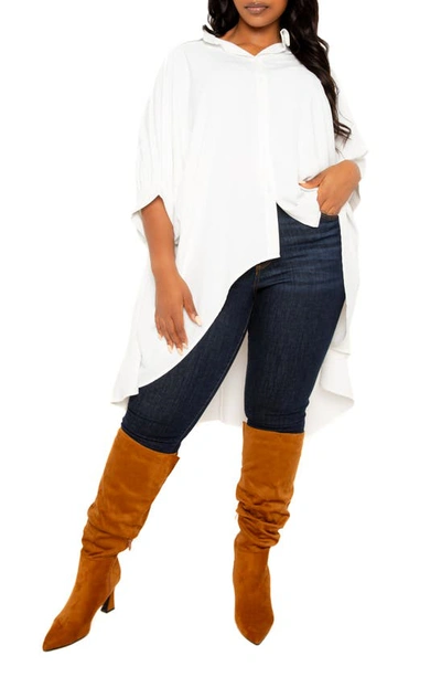 Shop Buxom Couture Flowy High-low Shirt In White