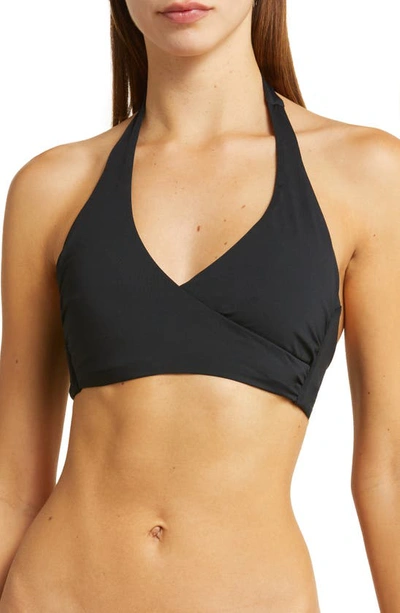 Shop Seafolly Collective Dd-cup Wrap Front Bikini Top In Black