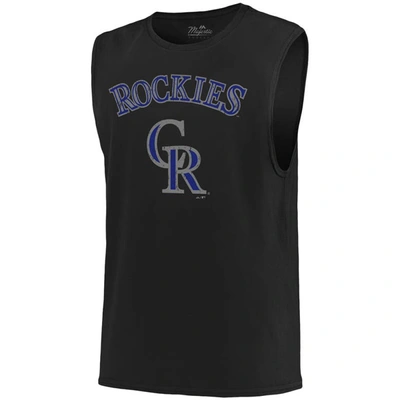 Shop Majestic Threads Black Colorado Rockies Softhand Muscle Tank Top