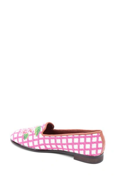 Bypaige Needlepoint Checkered Hydrangea Flat In Pink