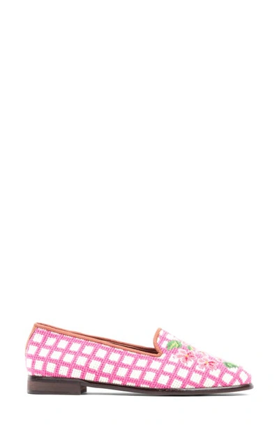 Bypaige Needlepoint Checkered Hydrangea Flat In Pink