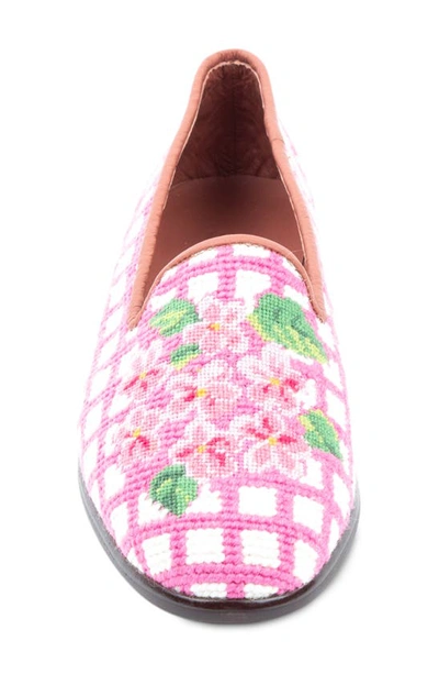 Bypaige Needlepoint Checkered Hydrangea Flat In Pink