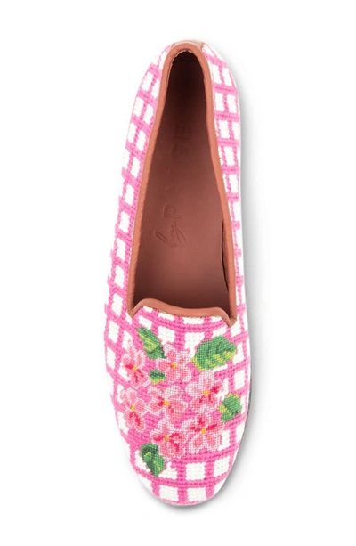 Bypaige Needlepoint Checkered Hydrangea Flat In Pink