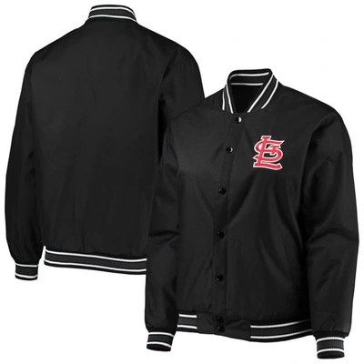Shop Jh Design Black St. Louis Cardinals Plus Size Poly Twill Full-snap Jacket