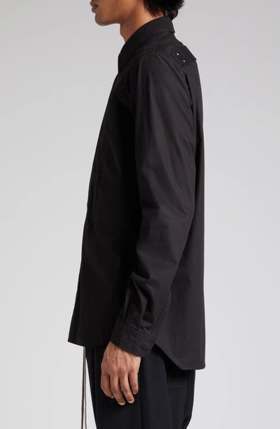 Shop Rick Owens Fogpocket Cotton Overshirt In Black