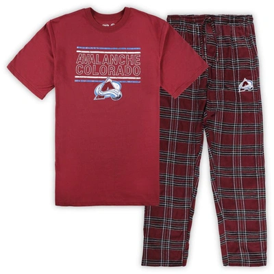 Shop Profile Burgundy Colorado Avalanche Big & Tall T-shirt & Pajama Pants Sleep Set In Navy