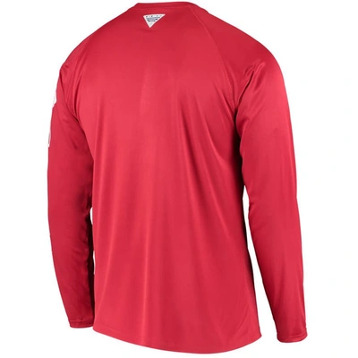 Shop Columbia Crimson Alabama Crimson Tide Terminal Tackle Omni-shade Raglan Long Sleeve T-shirt