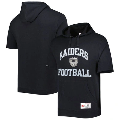 Shop Mitchell & Ness Black Las Vegas Raiders Washed Short Sleeve Pullover Hoodie