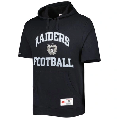 Shop Mitchell & Ness Black Las Vegas Raiders Washed Short Sleeve Pullover Hoodie