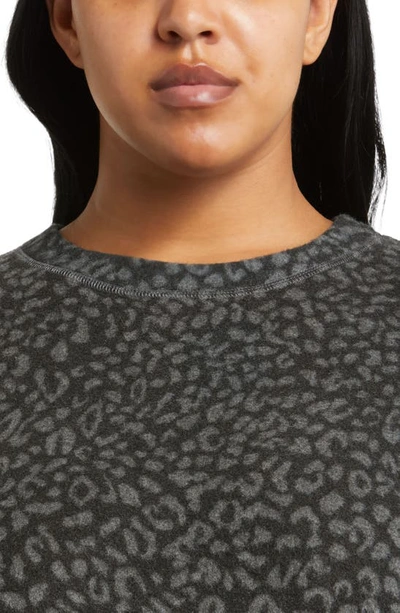 Shop Loveappella Loveapella Brushed Leopard Print Long Sleeve Crewneck Top In Gray/ Black