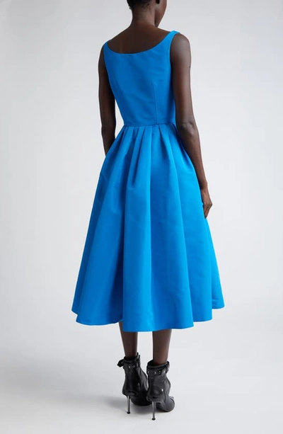 Shop Alexander Mcqueen Exposed Zip Sleeveless Faille Corset Dress In Lapis Blue