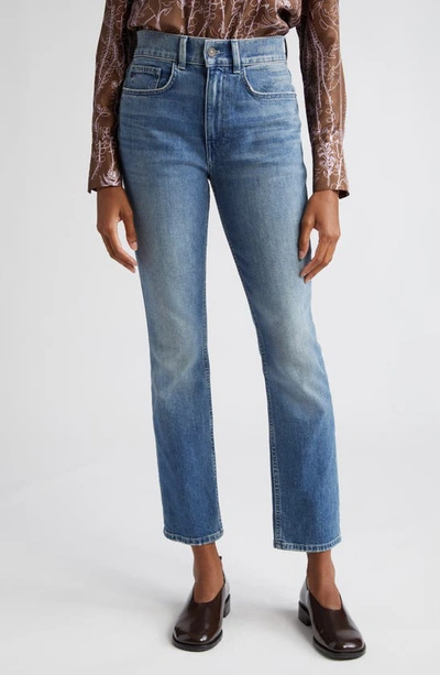 Shop Lafayette 148 New York Reeve High Waist Straight Ankle Jeans In Faded Skyline