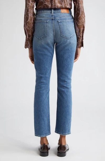 Shop Lafayette 148 New York Reeve High Waist Straight Ankle Jeans In Faded Skyline