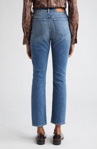 Shop Lafayette 148 Reeve High Waist Straight Ankle Jeans In Faded Skyline