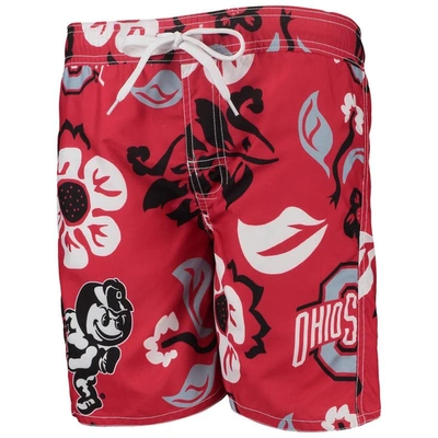 Shop Wes & Willy Youth  Scarlet Ohio State Buckeyes Floral Volley Swim Trunks