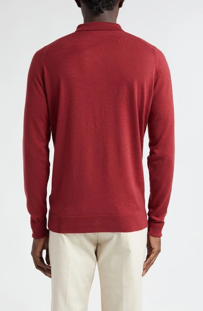 Shop John Smedley Cotswold Wool Polo Sweater In Red Jasper