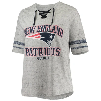 Shop Profile Mac Jones Heathered Gray New England Patriots Plus Size Lace-up V-neck T-shirt In Heather Gray