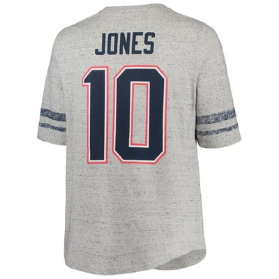 Shop Profile Mac Jones Heathered Gray New England Patriots Plus Size Lace-up V-neck T-shirt In Heather Gray