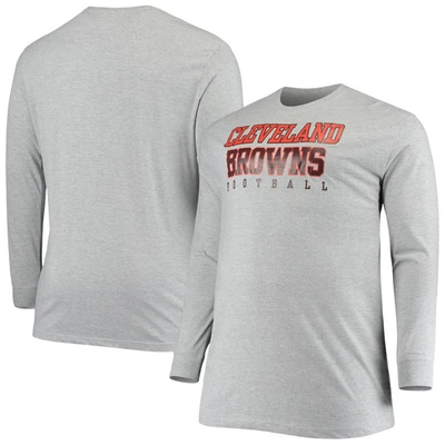 Shop Fanatics Branded Heathered Gray Cleveland Browns Big & Tall Practice Long Sleeve T-shirt In Heather Gray