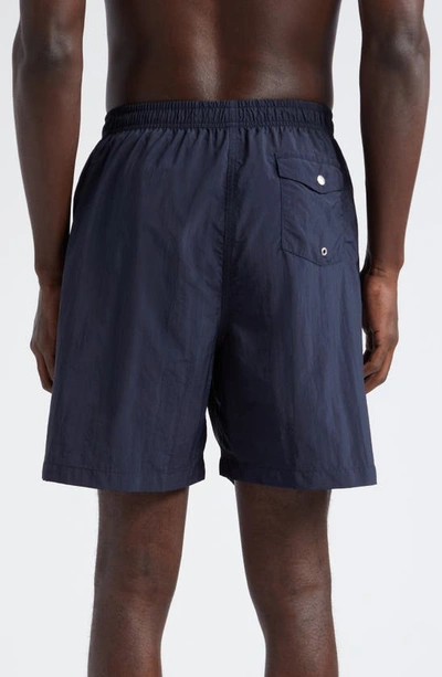 Noah Core Logo Patch Swim Trunks In Navy