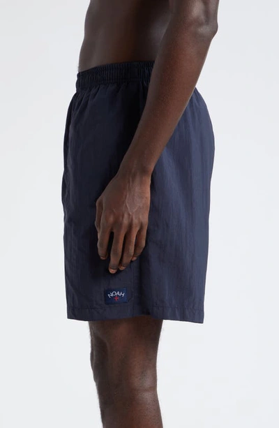 Noah Core Logo Patch Swim Trunks In Navy