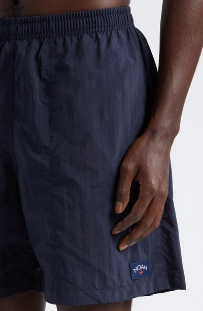 Noah Core Logo Patch Swim Trunks In Navy