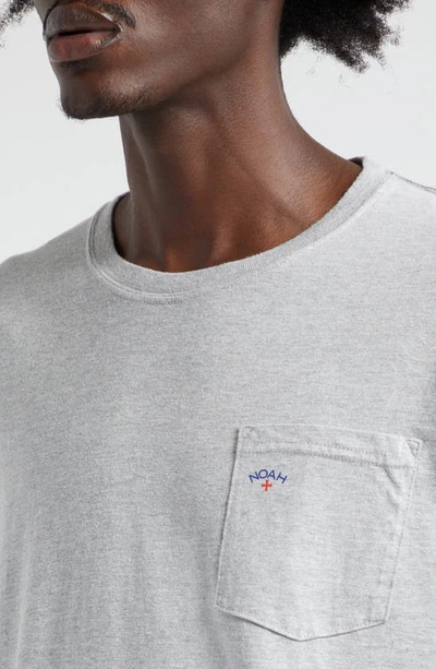 Shop Noah Core Logo Cotton Blend Pocket T-shirt In Heather Grey