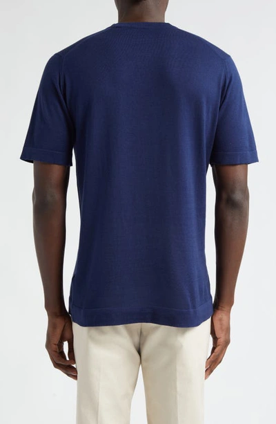 Shop John Smedley Lorca Crewneck T-shirt In French Navy