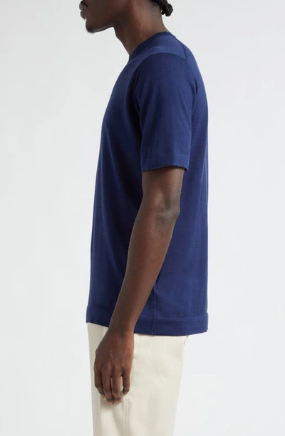 Shop John Smedley Lorca Crewneck T-shirt In French Navy